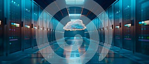 Data Center Symphony: Harmonizing Cloud Tech & Storage. Concept Cloud Technology, Data Centers,