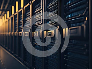 Data center technology server network. ai generative