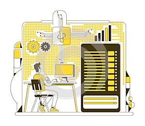 Data center thin line concept vector illustration