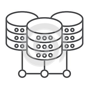 Data Center thin line icon, data and analytics