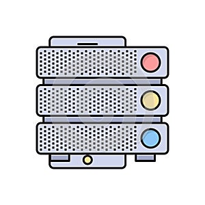 Data center vector flat color icon