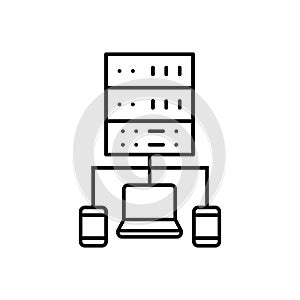 Data center vector icon. Data analytics illustration sign. Server symbol. Hosting web icon.