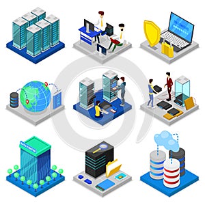 Data centre isometric 3D set