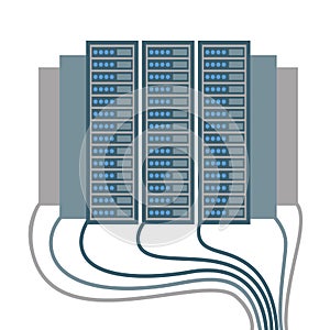 Data centre icons of cables and blocks vector illustration