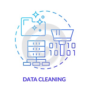Data cleaning blue gradient concept icon