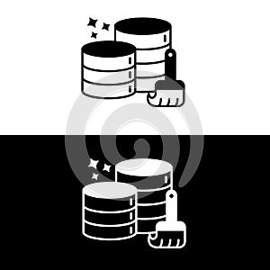 Data cleansing symbol, Data scrubbing icon, Data quality assurance icon, Data purification symbol, Data scrubber icon, Data