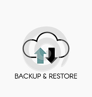 Data cloud icon. Backup and restore sign