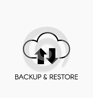 Data cloud icon. Backup and restore sign