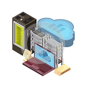 Data Cloud Isometric Composition