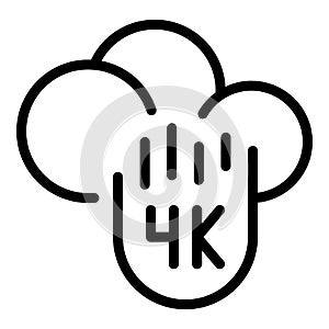 Data cloud 4k stream icon, outline style