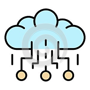 Data cloud learning icon color outline vector