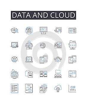 Data and cloud line icons collection. Reputation, Branding, Messaging, Communications, Strategy, Outreach, Crisis