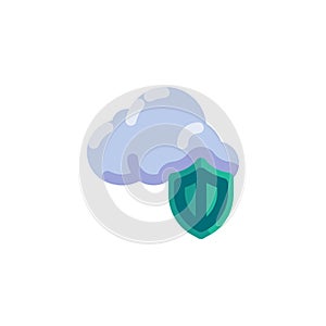 Data cloud protection flat icon