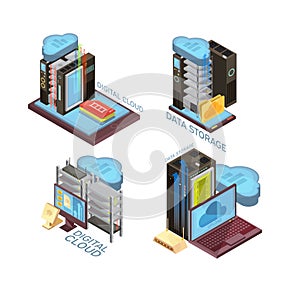 Data Cloud Service Isometric Concept