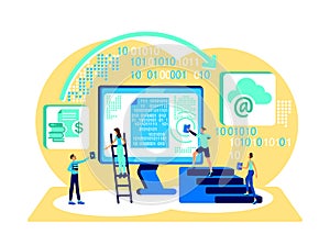 Data cloud storage flat concept vector illustration