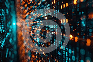 Data code binary background, digital binary data on computer screen, matrix pattern, cyberspace, bigdata banner