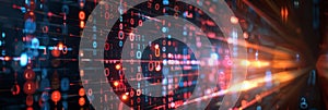 Data code binary background, digital binary data on computer screen, matrix pattern, cyberspace, bigdata banner