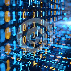 Data code binary background, digital binary data on computer screen, matrix pattern, cyberspace, bigdata banner