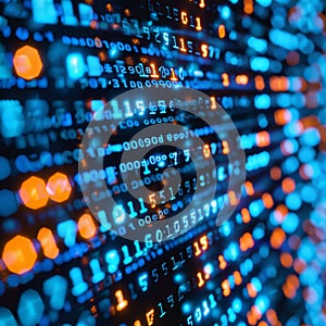 Data code binary background, digital binary data on computer screen, matrix pattern, cyberspace, bigdata banner