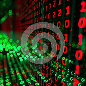 Data code binary background, digital binary data on computer screen, matrix pattern, cyberspace, bigdata banner
