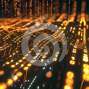 Data code binary background, digital binary data on computer screen, matrix pattern, cyberspace, bigdata banner