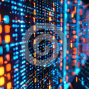 Data code binary background, digital binary data on computer screen, matrix pattern, cyberspace, bigdata banner