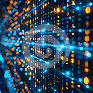 Data code binary background, digital binary data on computer screen, matrix pattern, cyberspace, bigdata banner