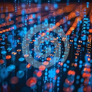 Data code binary background, digital binary data on computer screen, matrix pattern, cyberspace, bigdata banner