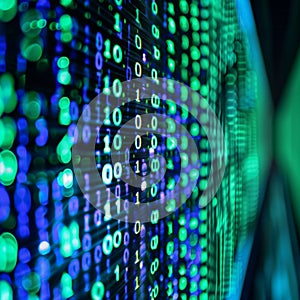 Data code binary background, digital binary data on computer screen, matrix pattern, cyberspace, bigdata banner