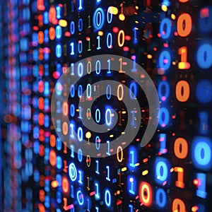 Data code binary background, digital binary data on computer screen, matrix pattern, cyberspace, bigdata banner