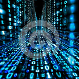 Data code binary background, digital binary data on computer screen, matrix pattern, cyberspace, bigdata banner