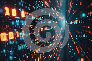 Data code binary background, digital binary data on computer screen, matrix pattern, cyberspace, bigdata banner