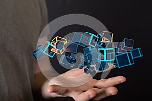 Digital data code binary concept on black background