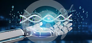 data coded Dna with binary file around 3d rendering
