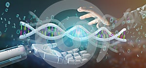 data coded Dna with binary file around 3d rendering