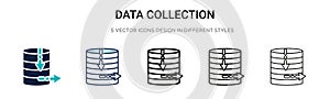 Data collection icon in filled, thin line, outline and stroke style. Vector illustration of two colored and black data collection