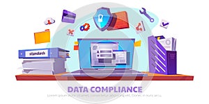 Data compliance cartoon banner template