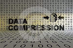 DATA COMPRESSION concept text sunlight 3D