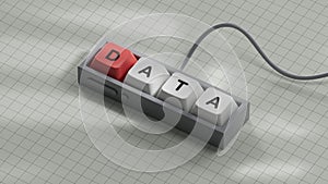 data.Computer keyboard keys spelling.Flat lay view from above on computer keyboard keys buttons.
