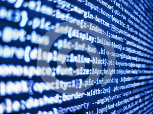 Data computer programmer bits stream of data bits. Digital technology on display. Blue color. Web abstract programming and created