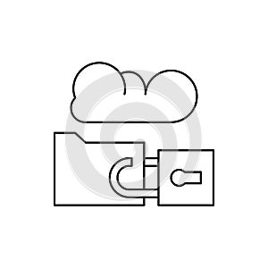 Data, computer, technology, cloud, lock, file icon. Simple line, outline vector of computer technology icons for ui and ux,
