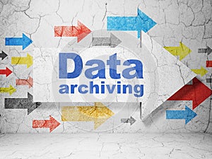 Data concept: arrow with Data Archiving on grunge wall background