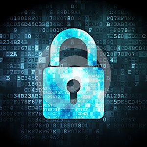 Data concept: Closed Padlock on digital background