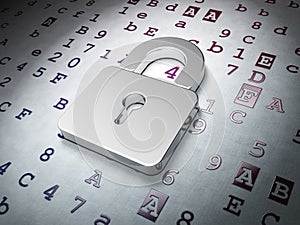 Data concept: Closed Padlock on Hexadecimal Code
