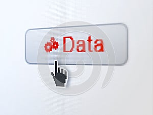 Data concept: Data and Gears on digital button background