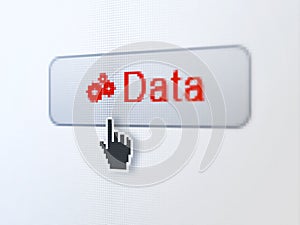 Data concept: Data and Gears on digital button background photo