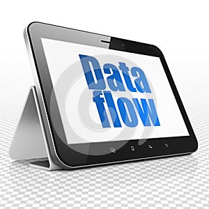 Data concept: Tablet Computer with Data Flow on display