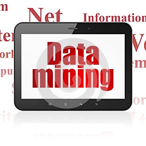 Data concept: Tablet Computer with Data Mining on display