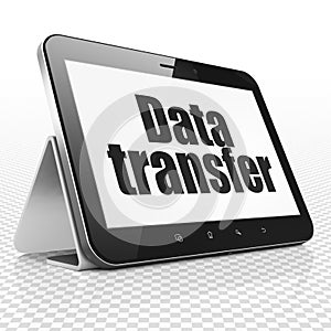 Data concept: Tablet Computer with Data Transfer on display