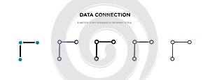 Data connection icon in different style vector illustration. two colored and black data connection vector icons designed in filled